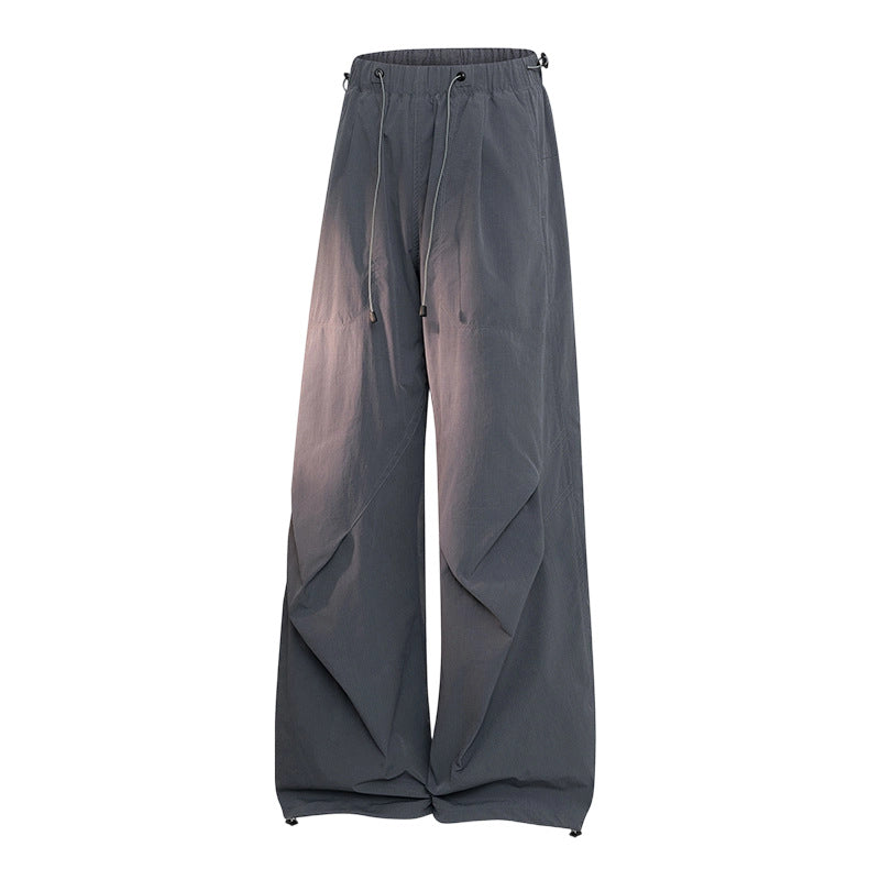 Damen Weite Palazzo-Hose mit Tunnelzugbund, drapierten Falten & verstellbarem Saum Echoarchiv