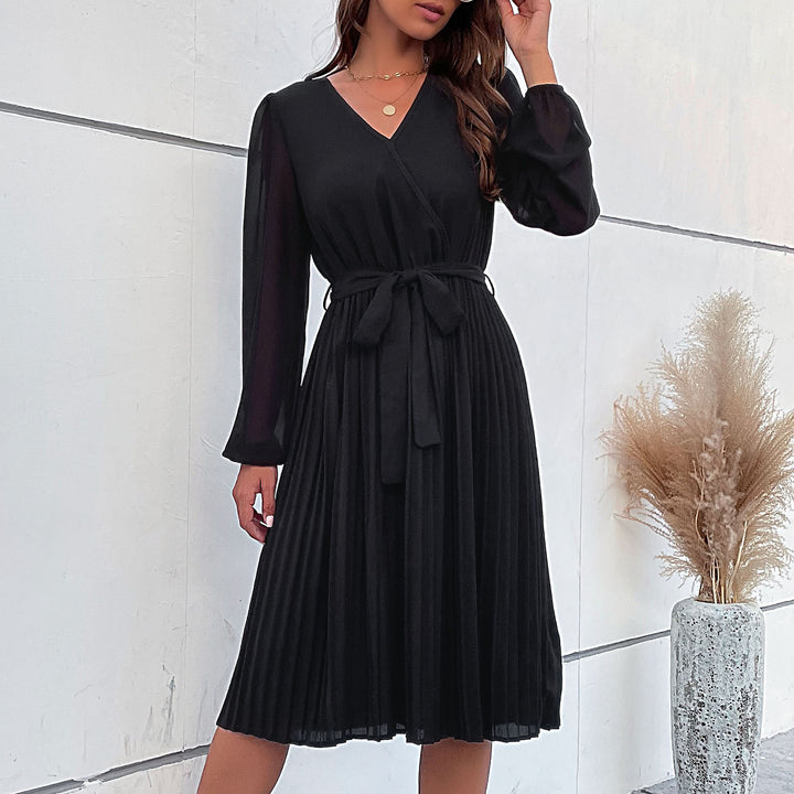 Damen Plissiertes Wickelkleid mit Gürtel Echo Archiv