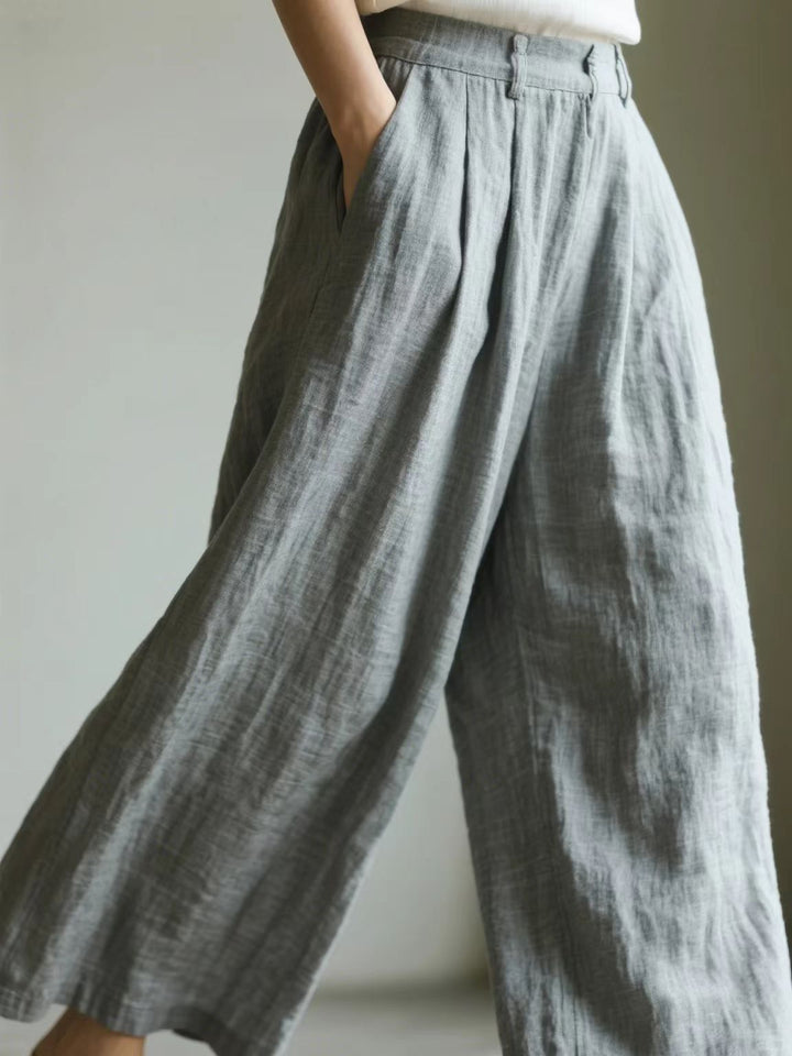 Damen weite Leinenhose mit eleganter Bundfalte und Taschen Echo Archiv