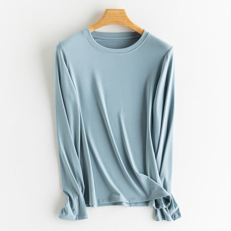 Damen Feines Longsleeve aus elastischem Modal-Jersey mit Rundhalsausschnitt und figurumspielendem Fall Echo Archiv