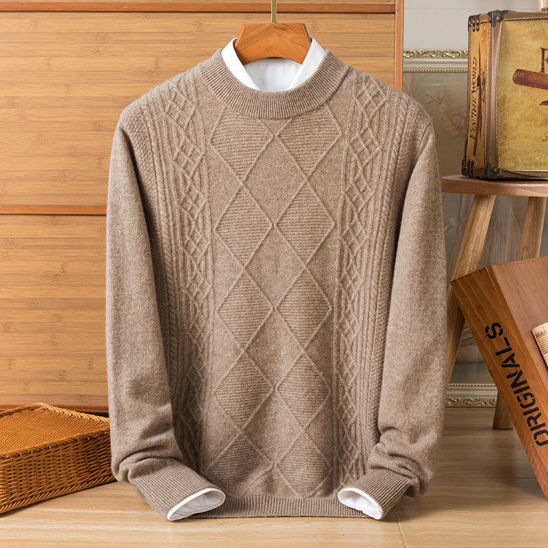Herren hochwertiger Strickpullover mit diamantartigem Muster Echoarchiv