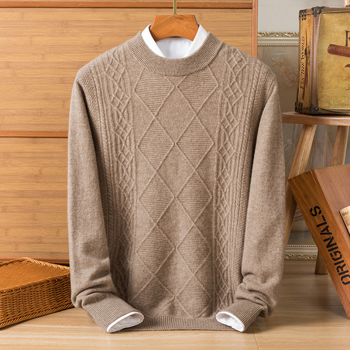 Herren hochwertiger Strickpullover mit diamantartigem Muster Echoarchiv