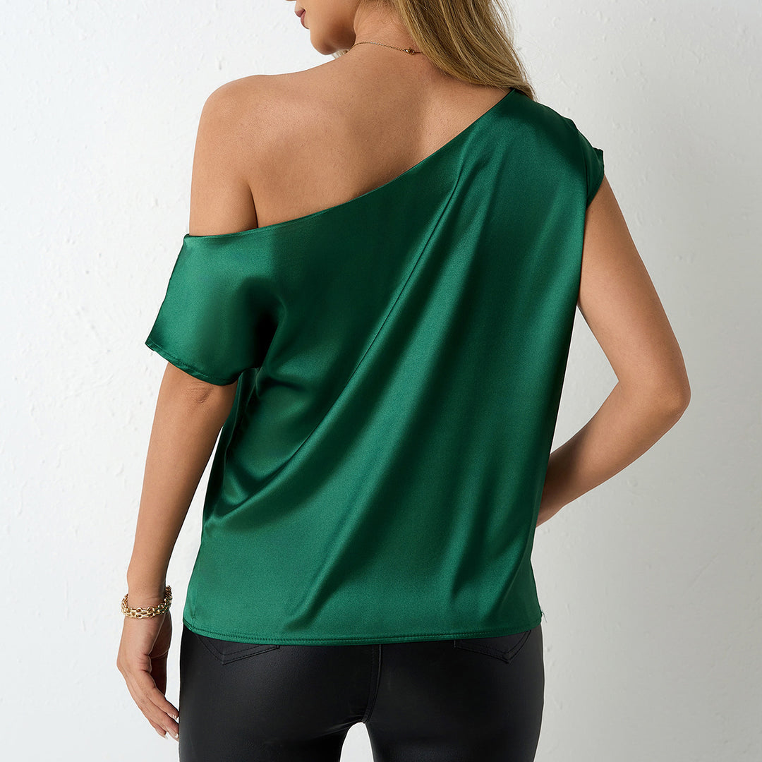 Damen elegante, schulterfreie Satinbluse mit fließendem Schnitt Echo Archiv