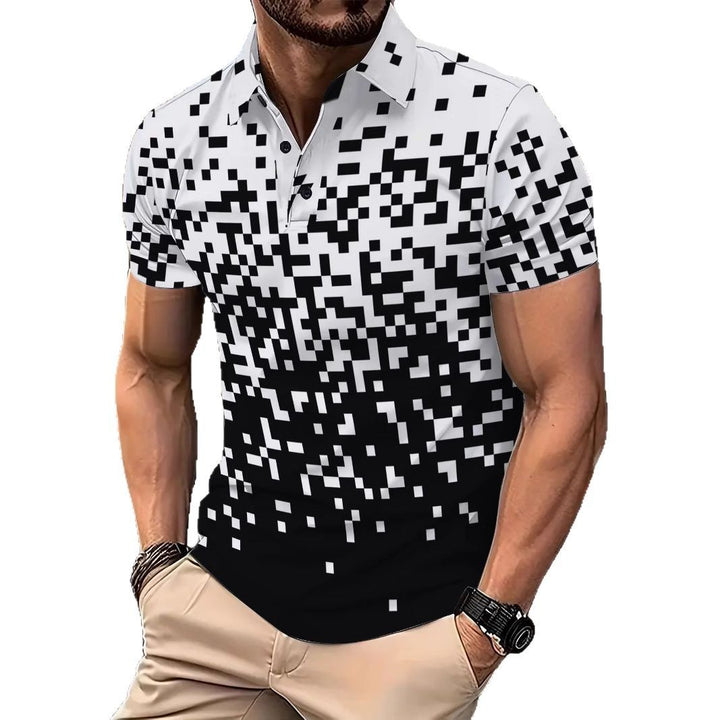 Herren Kurzarm Poloshirt mit kreativem Pixelmuster Echoarchiv