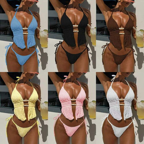 Damen Bikini-Set mit kreativen Rüschendetails und eleganten Bindebändern Echo Archiv