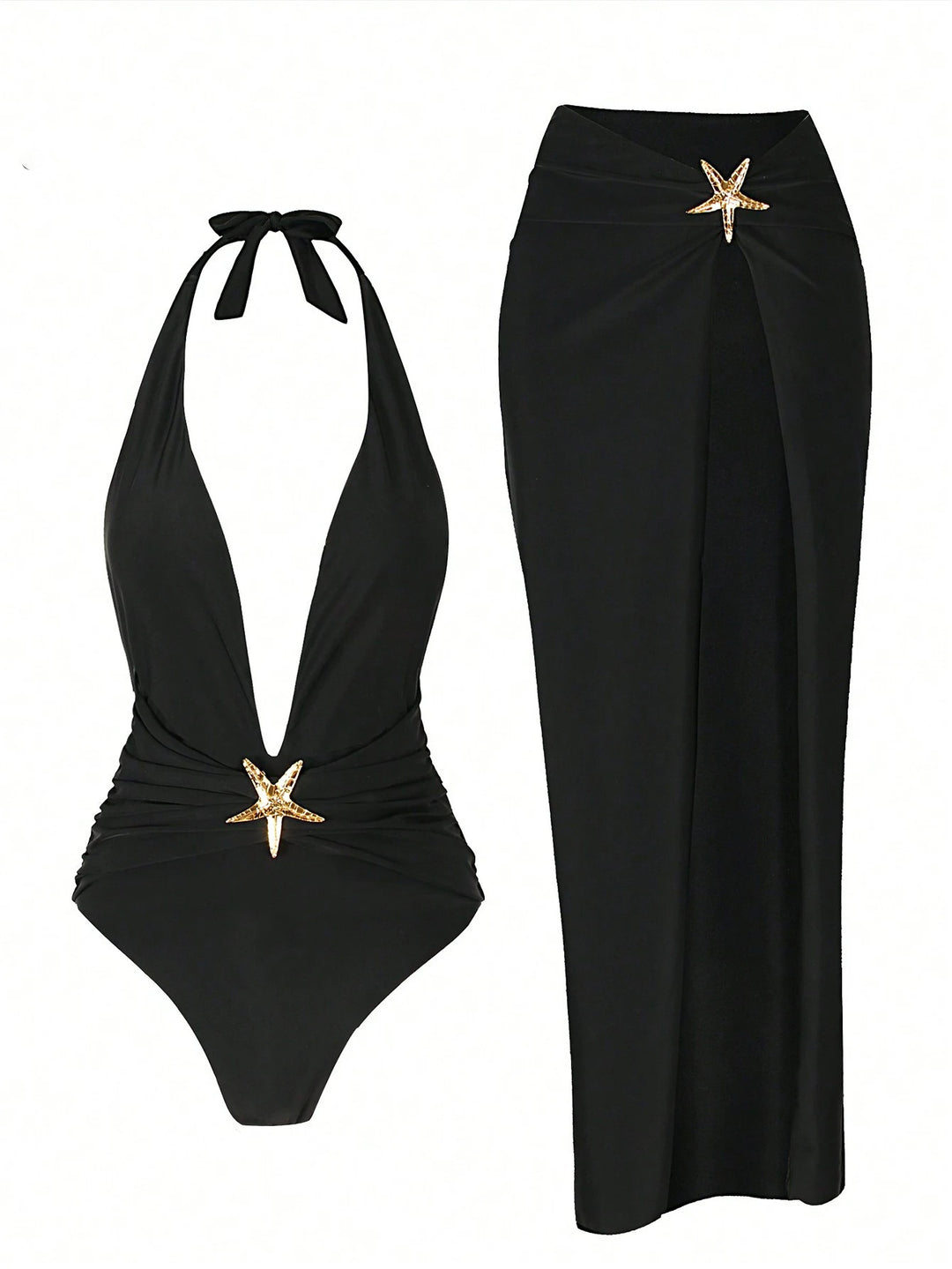 Damen eleganter einteiliger Badeanzug mit schickem Rock Echo Archiv