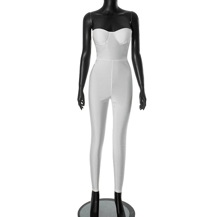 Damen figurbetonter Jumpsuit mit trägerlosem Design und elegantem Schnitt Echo Archiv