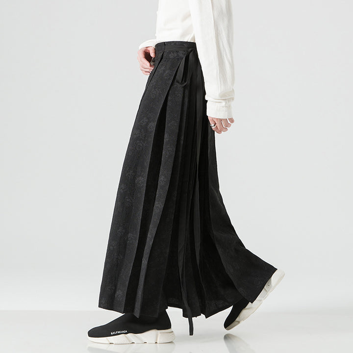 Damen nan Maxi-Rock mit breitem Taillenbund ornamentaler Bordüre und plissierten Falten Echo Archiv