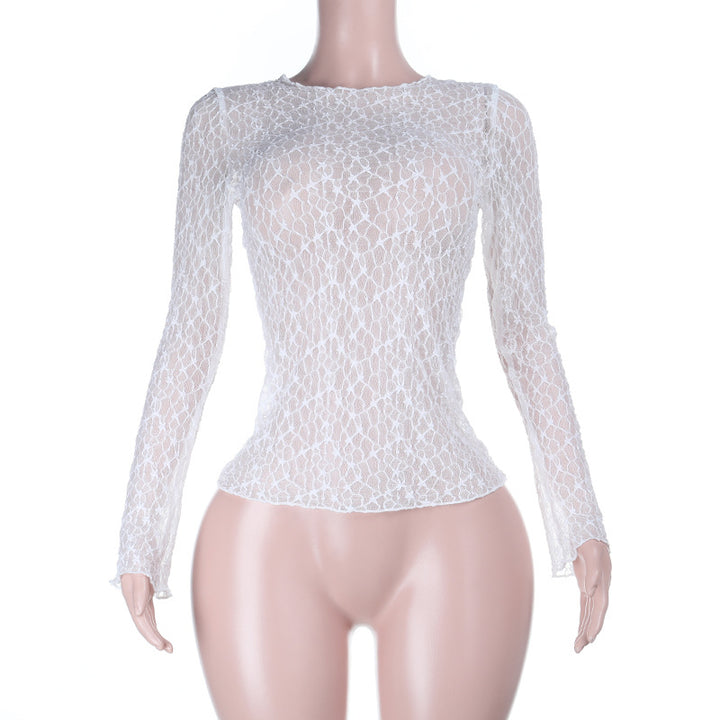 Damen Elegantes Spitzenshirt mit langem Arm und raffiniertem Mustermix Echo Archiv