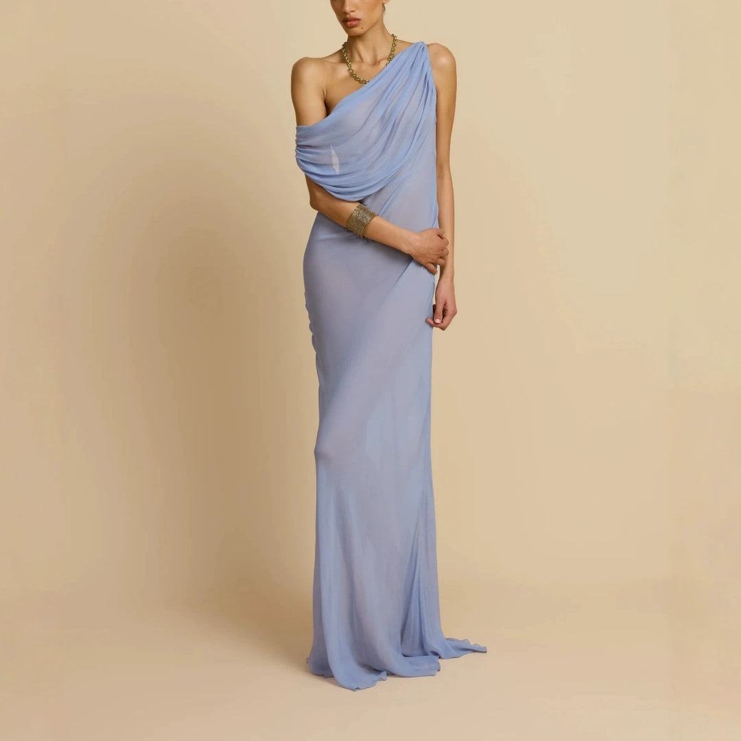 Damen Fließendes Maxikleid mit drapiertem Ausschnitt Echo Archiv