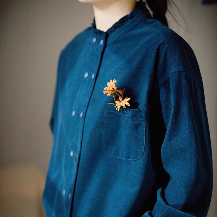 Damen Lässige Bluse mit Rüschensaum Echoarchiv