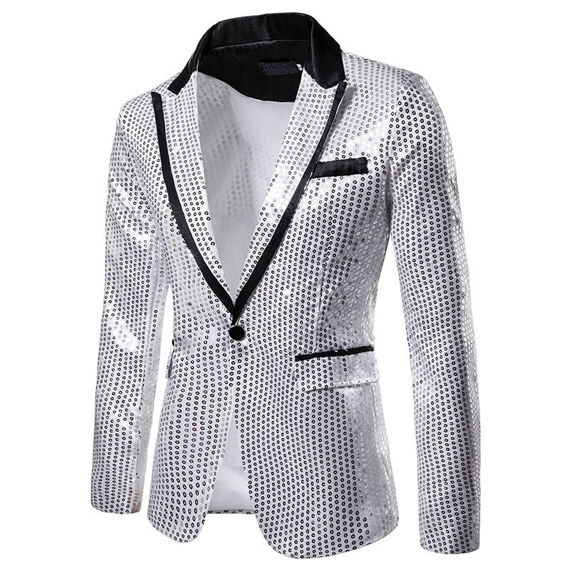 Herren Glamouröser Pailletten-Blazer mit schimmerndem Design Echoarchiv