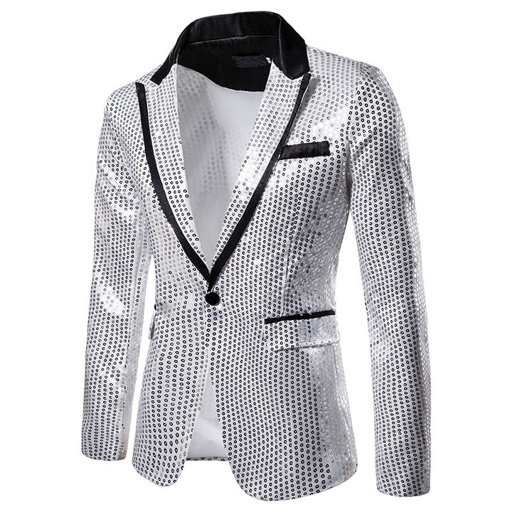 Herren Glamouröser Pailletten-Blazer mit schimmerndem Design Echoarchiv