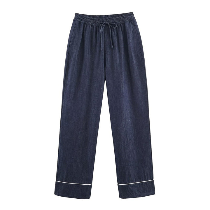 Damen Lockere weite Denim-Hose mit elastischem Bund und Kordelzug Echo Archiv