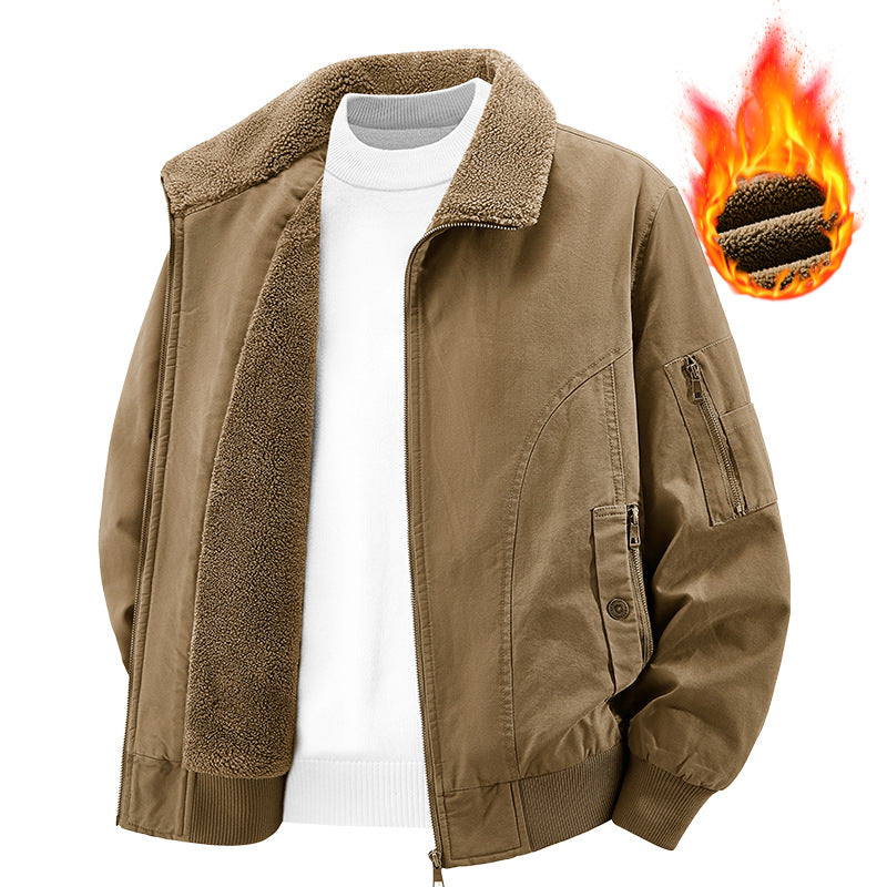 Herren Thermo-Bomberjacke im Vintage-Stil mit Teddyplüsch-Futter und Mehrfach-Taschen Echo Archiv