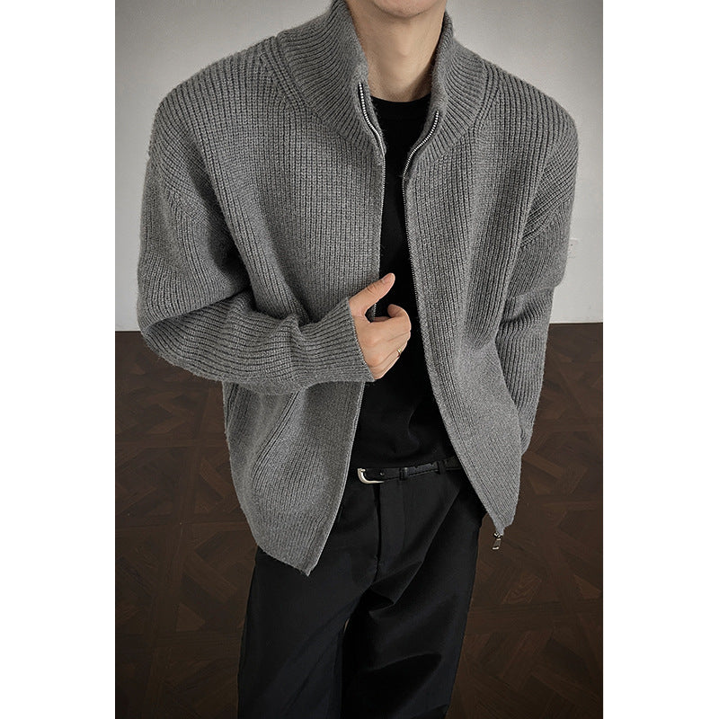 Herrenmode-Cardigan mit hohem Kragen Echo Archive