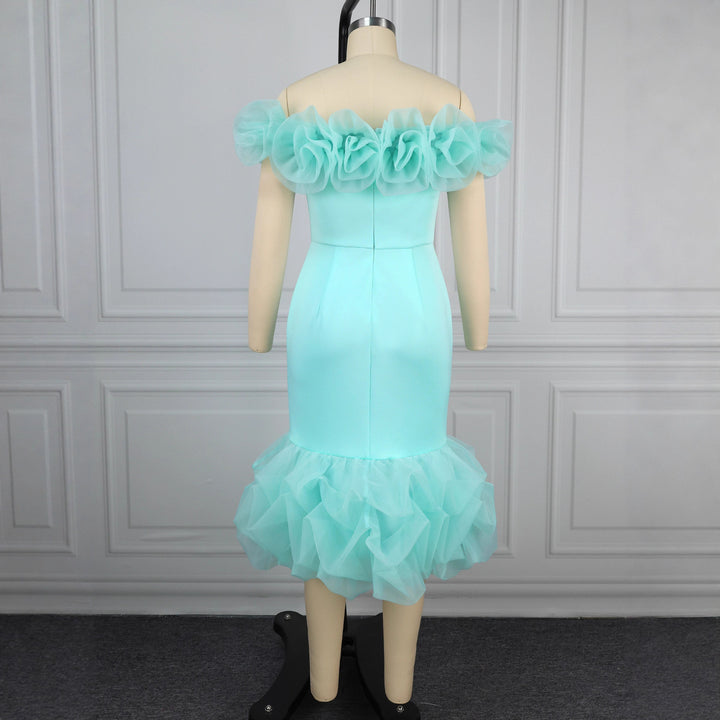 Damen Off-Shoulder Kleid mit voluminösen Rüschen Echo Archiv