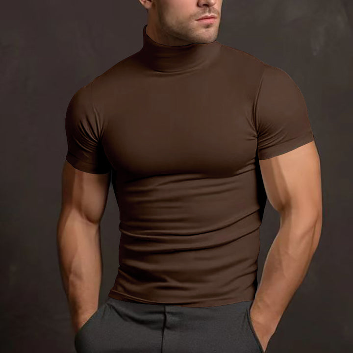 Herren eng anliegendes T-Shirt mit kurzem Stehkragen und hochelastischem Material Echoarchiv
