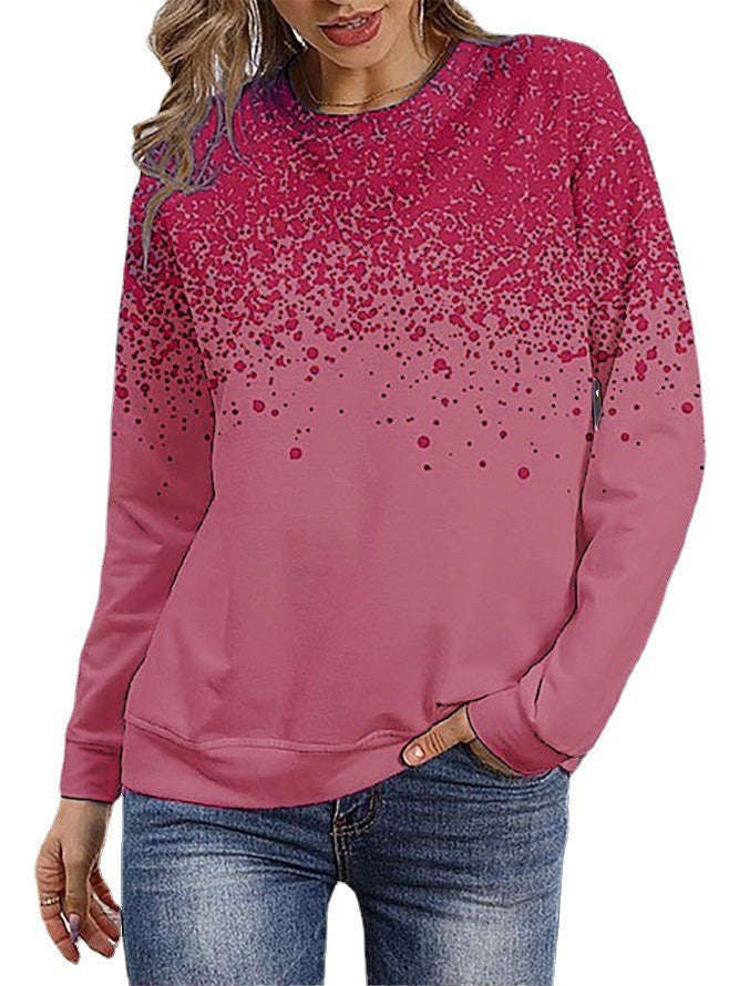 Damen Sweatshirt mit Farbverlauf-Punktdruck und Rundhalsausschnitt Echoarchiv