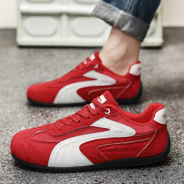 Damen retro-angehauchte Veloursleder-Sneaker mit atmungsaktivem Mesh-Einsatz und rutschfester Gummilaufsohle Echo Archiv