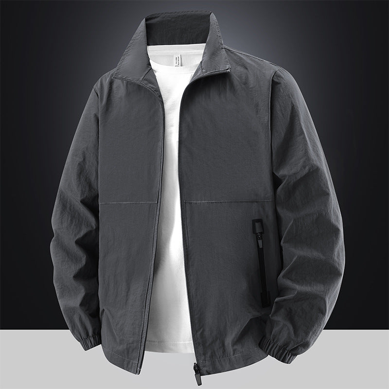 Herren Leichte Baumwoll-Mix-Übergangsjacke mit Stehkragen und verdecktem Reißverschluss Echo Archiv