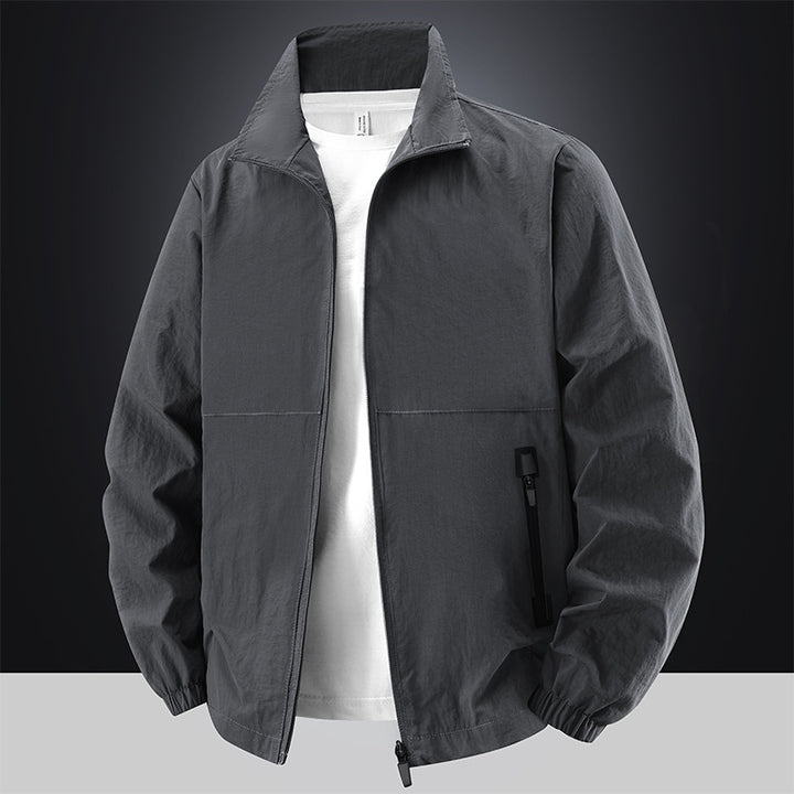 Herren Leichte Baumwoll-Mix-Übergangsjacke mit Stehkragen und verdecktem Reißverschluss Echo Archiv