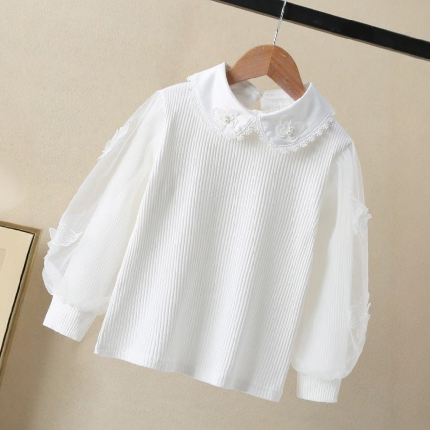 Damen Bluse mit eleganten Puffärmeln und Rüschenkragen Echo Archiv
