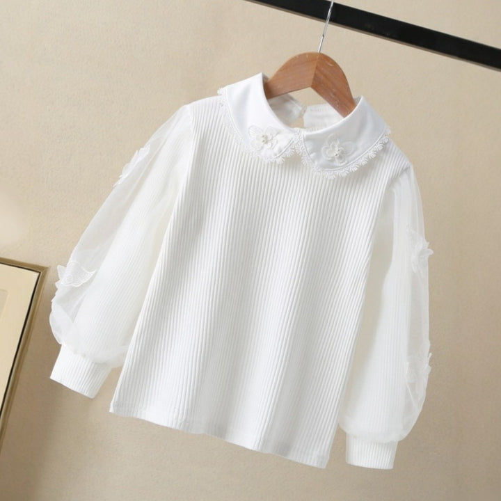Damen Bluse mit eleganten Puffärmeln und Rüschenkragen Echo Archiv