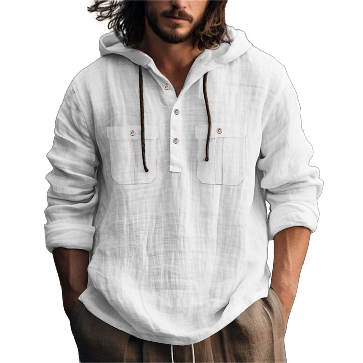 Herren lässiger Kapuzenpullover mit Knopfleiste und praktischen Taschen Echoarchiv