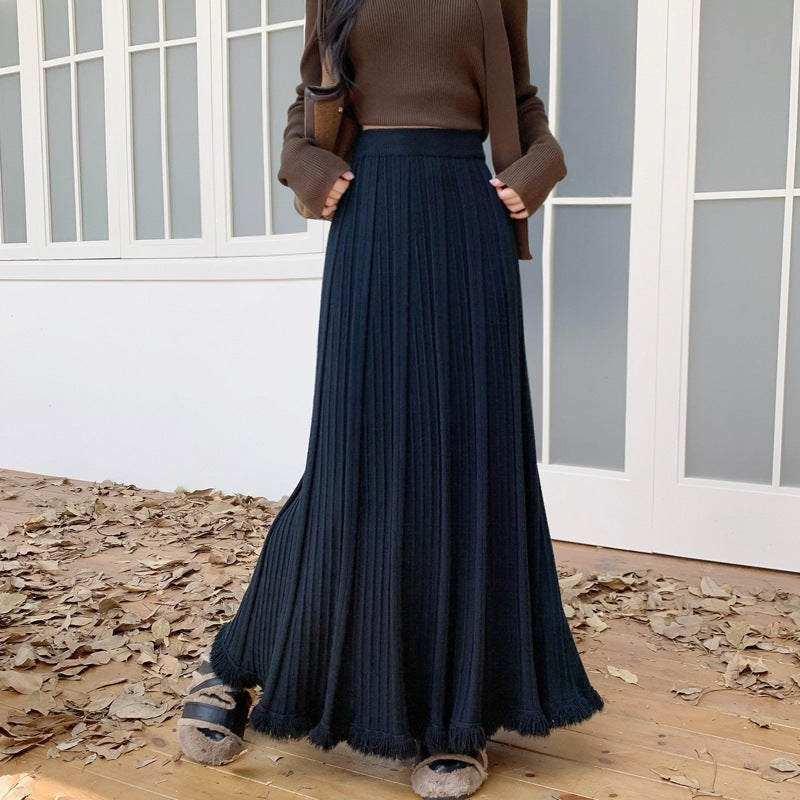 Damen Eleganter und fließender Maxirock mit plissierten Details Echo Archiv