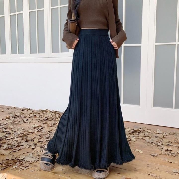 Damen Eleganter und fließender Maxirock mit plissierten Details Echo Archiv
