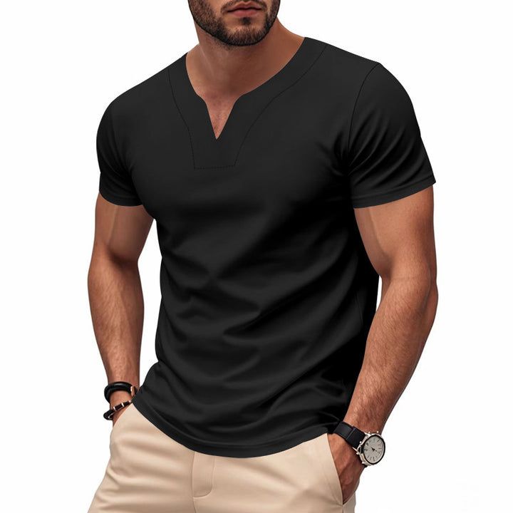 Herren Sportliches V-Ausschnitt T-Shirt aus atmungsaktivem Material Echoarchiv