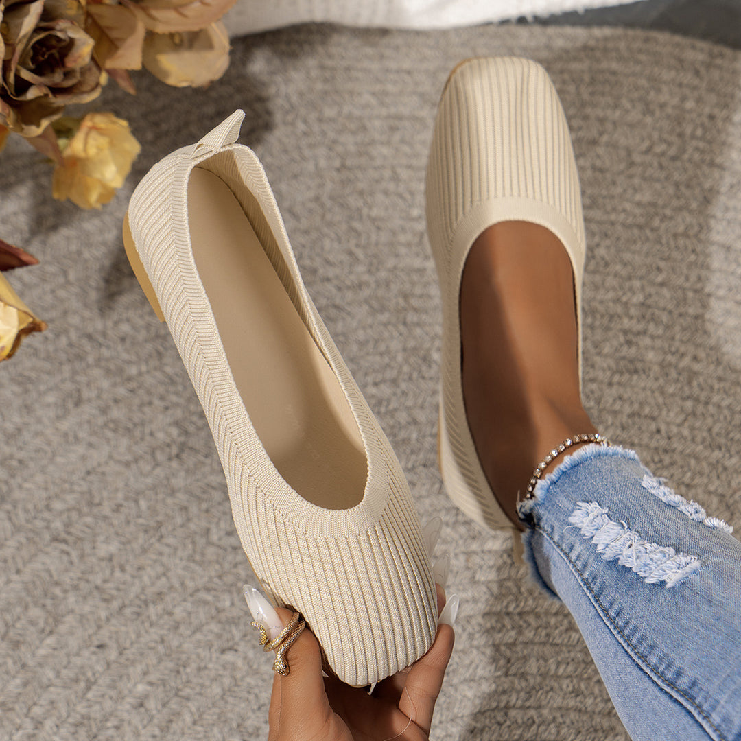 Damen Atmungsaktive Strick‑Ballerinas mit quadratischer Spitze Echo Archiv