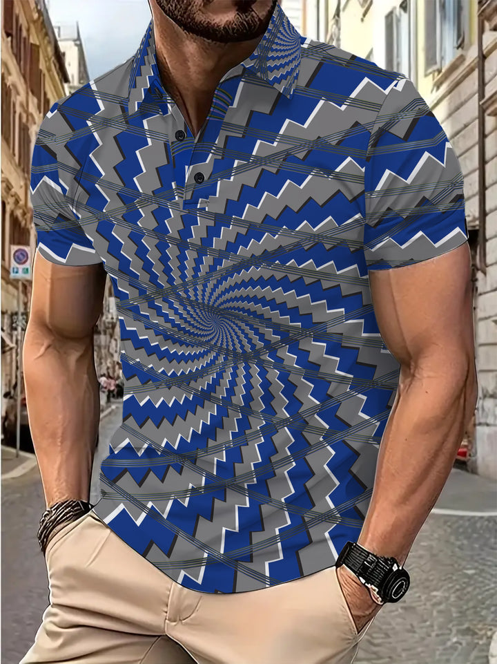 Herren Poloshirt mit modernem Wirbelmuster Echoarchiv