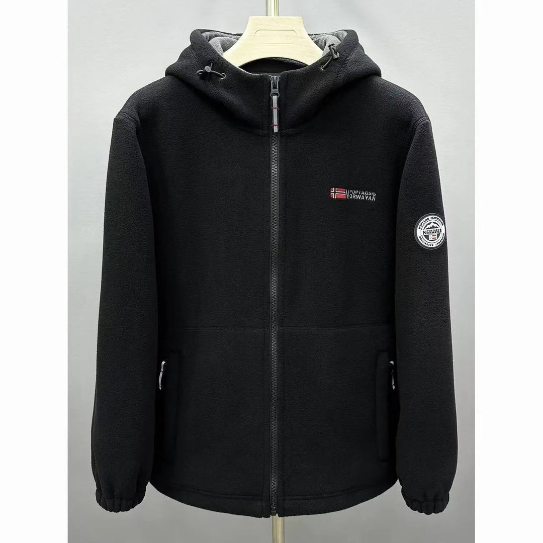 Herren Warme Fleece-Kapuzenjacke mit Sherpa-Futter, Windschutz & Reißverschlusstaschen Echo Archiv