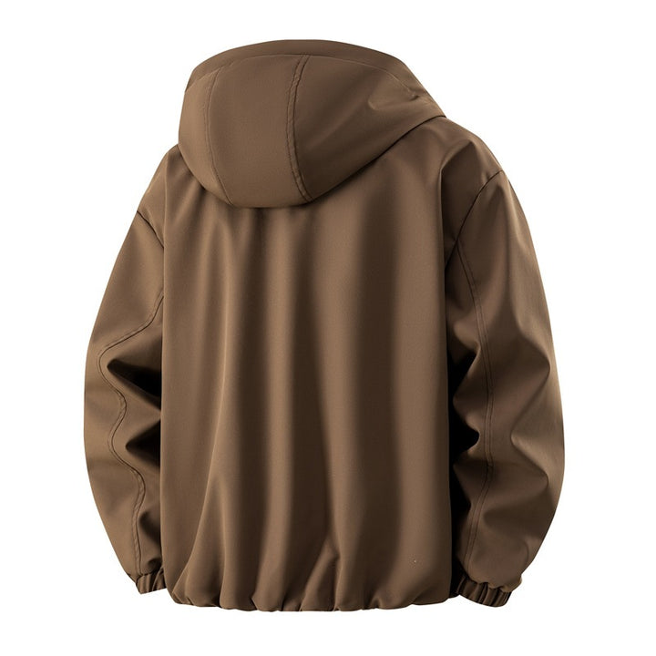 Herren Minimalistische Tech-Kapuzenjacke mit mattierter Oberfläche, Kordelzug & verdeckten Reißverschlusstaschen Echoarchiv