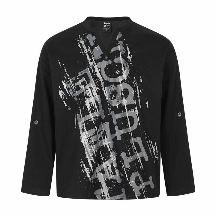 Unisex Oversize-Henley-Sweatshirt mit Notchkragen, 3/4-Ärmeln und Print Echoarchiv