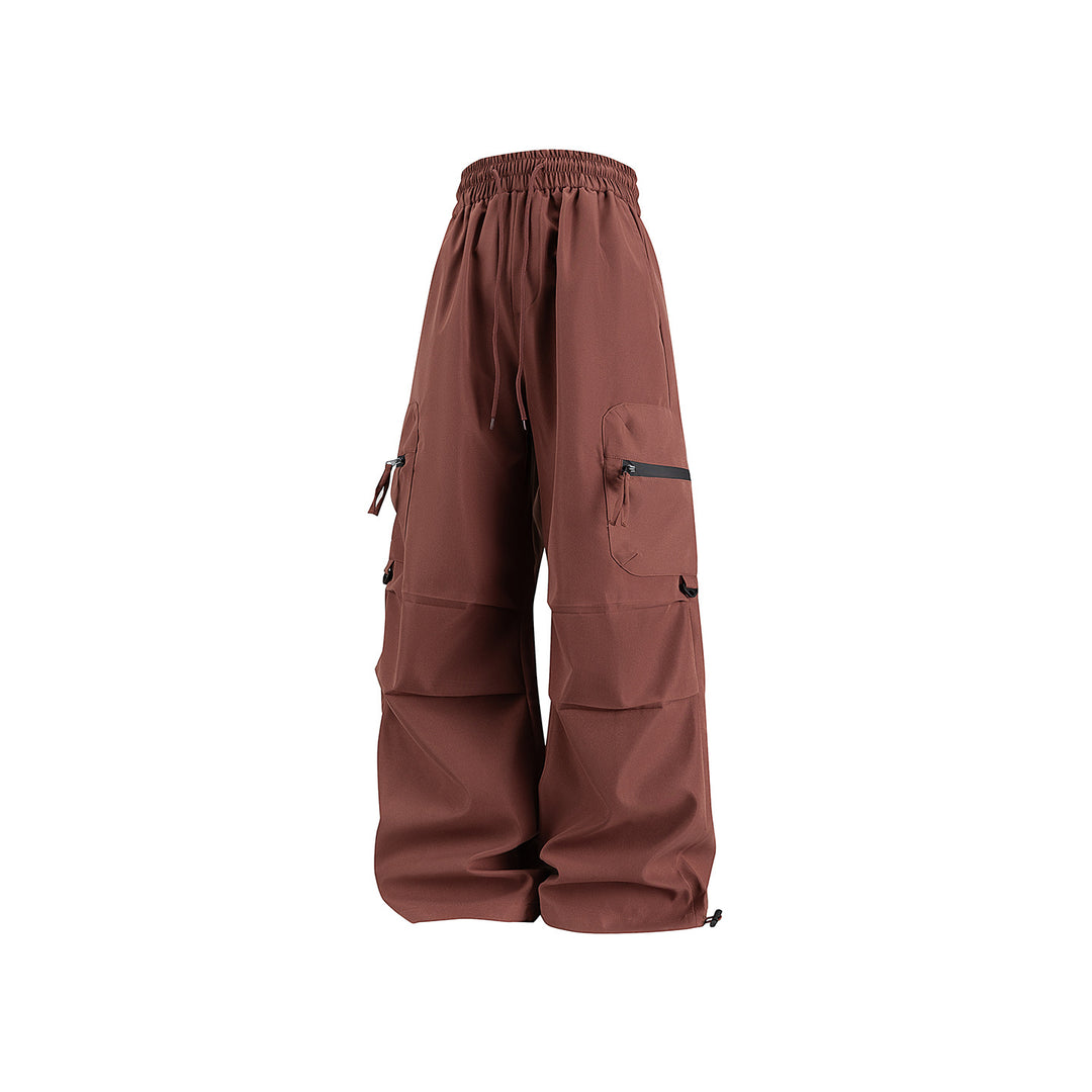 Damen Weite Cargo‑Schlaghose mit hohem Elastbund, Multitaschen und verstellbarem Saum Echo Archiv