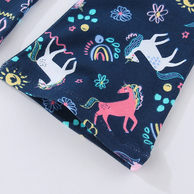 Mädchen Leggings mit verspieltem Einhorn- und Blütenmuster Echo Archiv