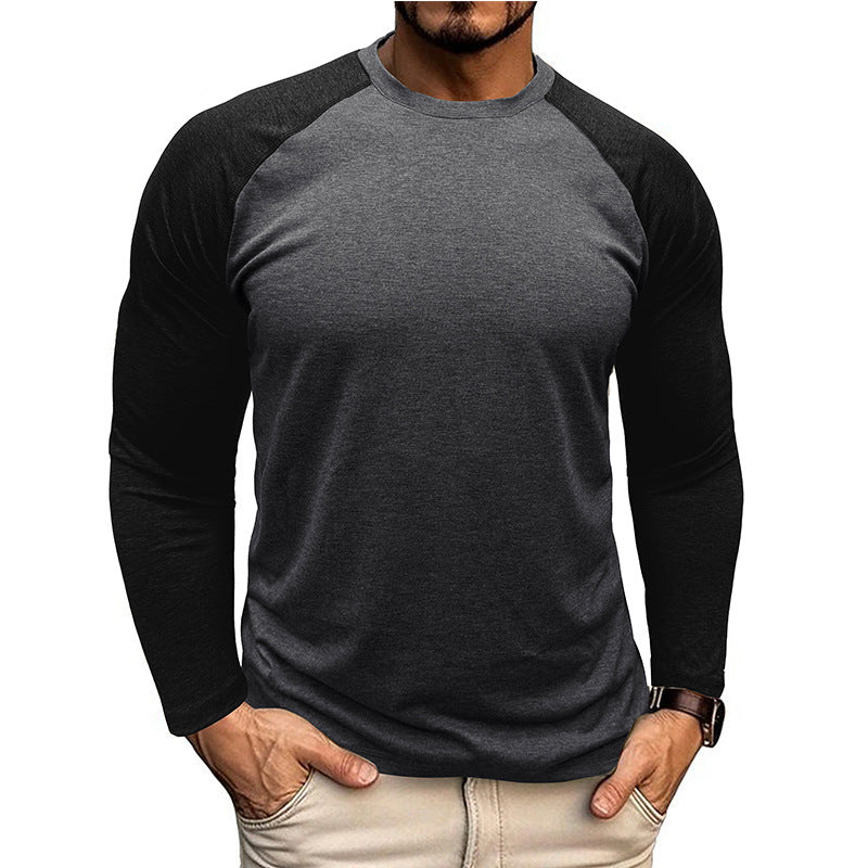 Herren Raglan-Langarmshirt aus atmungsaktivem Baumwollmix mit Kontrastärmeln Echoarchiv