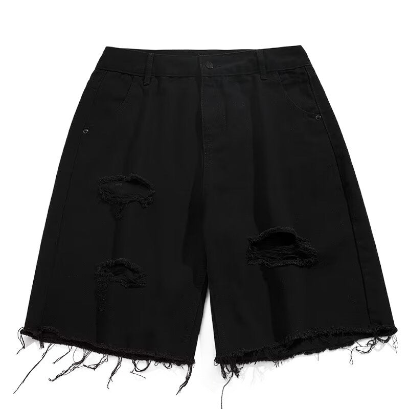 Herren Dänische Denim-Shorts mit auffälligen Rissen und lässigem Schnitt Echoarchiv