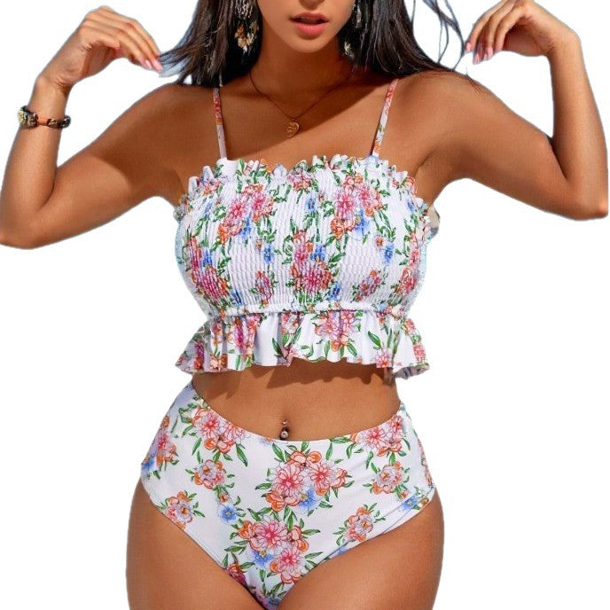 Damen Hochtailliertes Bikiniset mit Rüschen Echo Archiv
