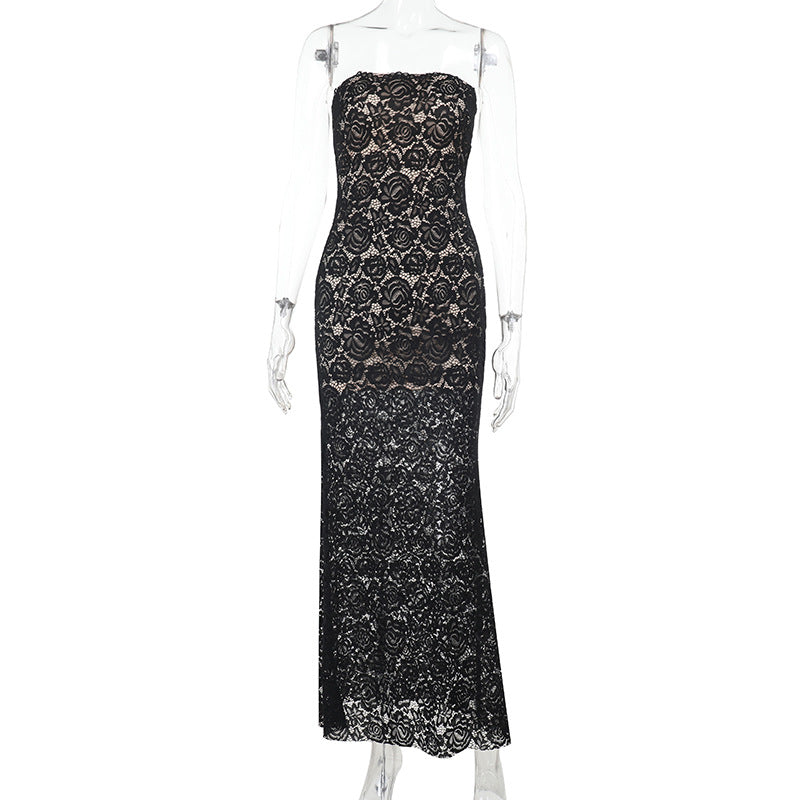 Damen elegantes Spitzen-Maxikleid im figurbetonten Schnitt Echo Archiv
