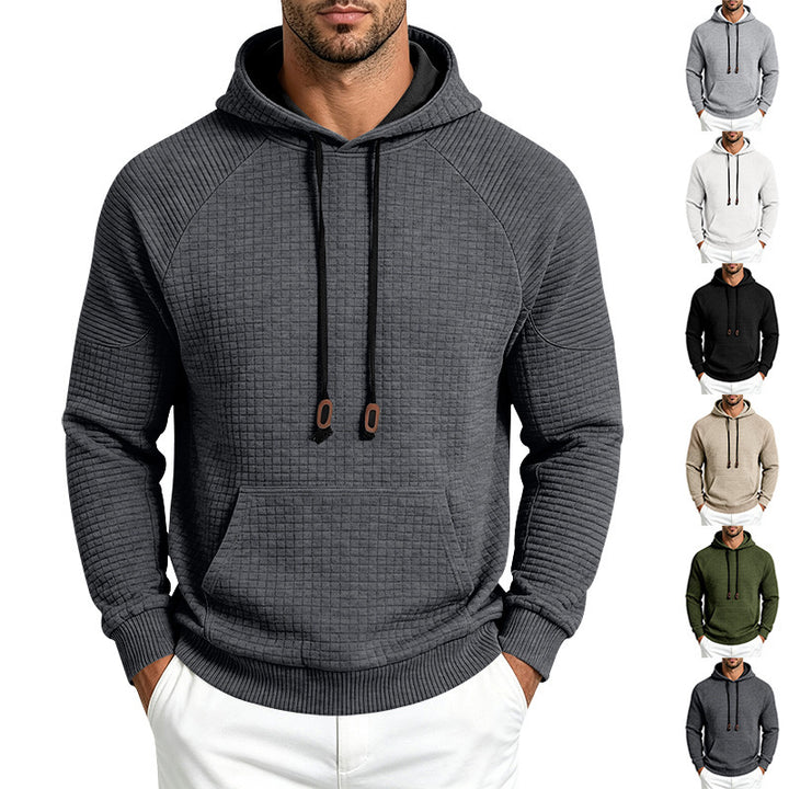 Herren Strukturierter Kapuzenpullover aus Waffeljersey mit Kängurutasche und Raglanärmeln Echoarchiv