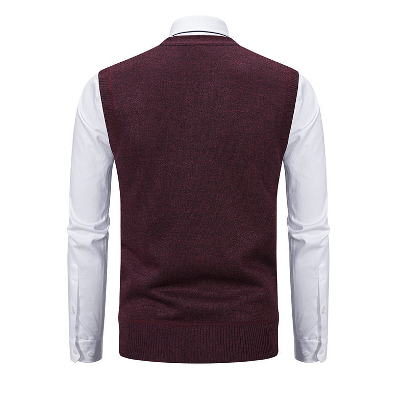 Herren elegante Strickweste mit modernem Rautenmuster und praktischen Taschen Echoarchiv