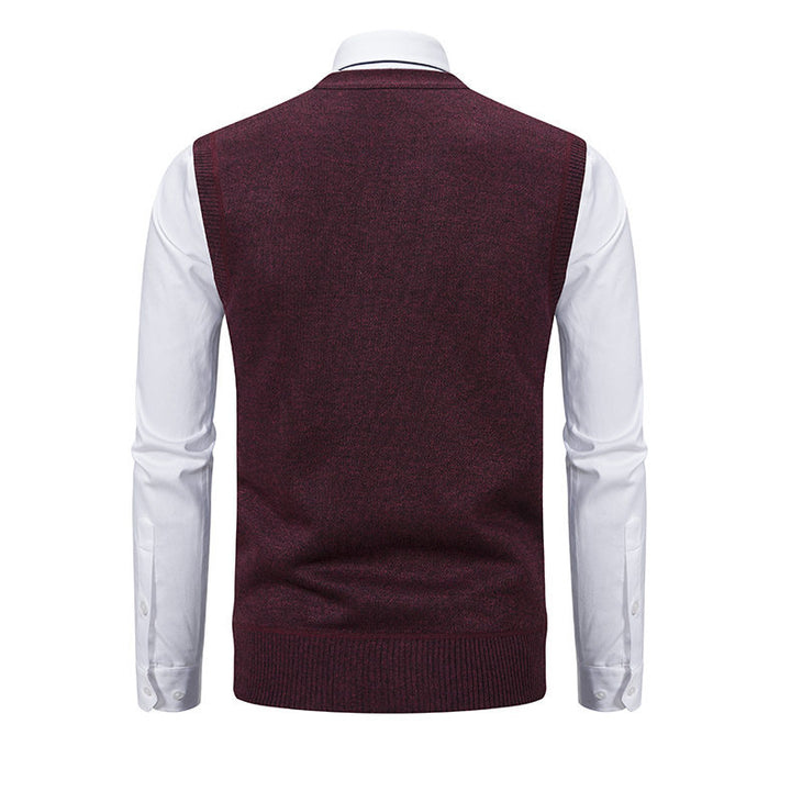 Herren elegante Strickweste mit modernem Rautenmuster und praktischen Taschen Echoarchiv