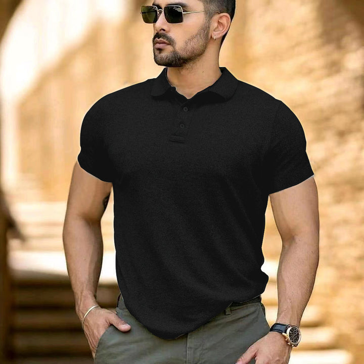 Herren sportliches Kurzarm-Polohemd aus atmungsaktivem Material mit klassischem Kragen Echoarchiv