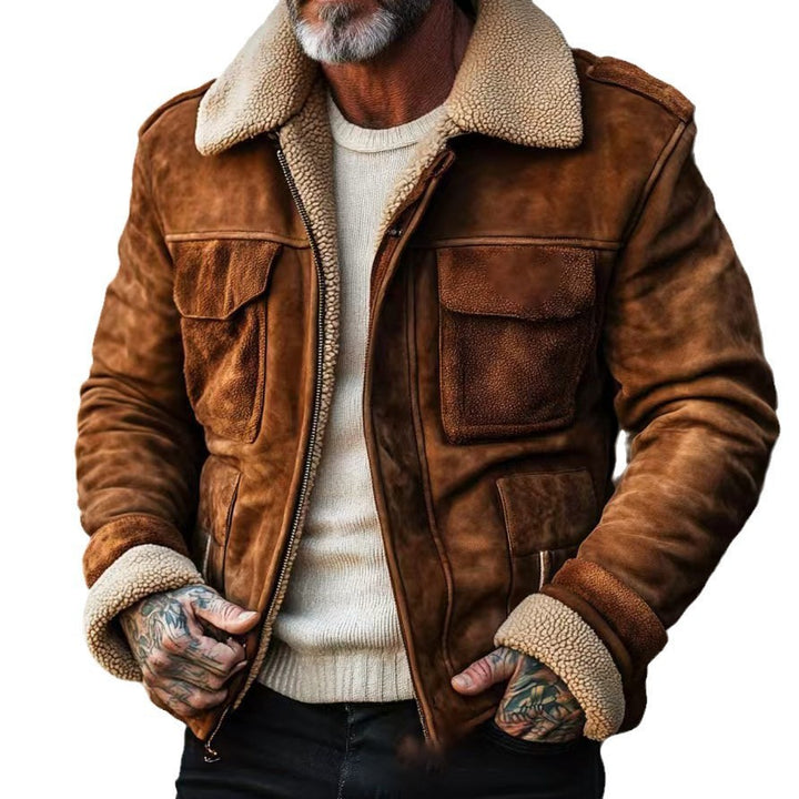 Herren stylischer Lederjacke mit warmem Futter Echoarchiv