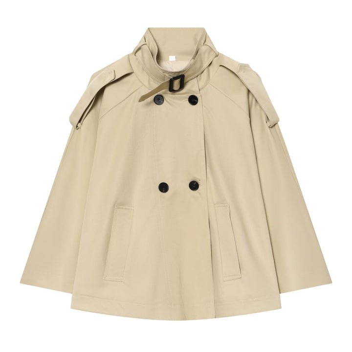 Damen Kurzes Trench-Cape mit Stehkragen, Schulterpatten und doppelter Knopfleiste Echo Archiv