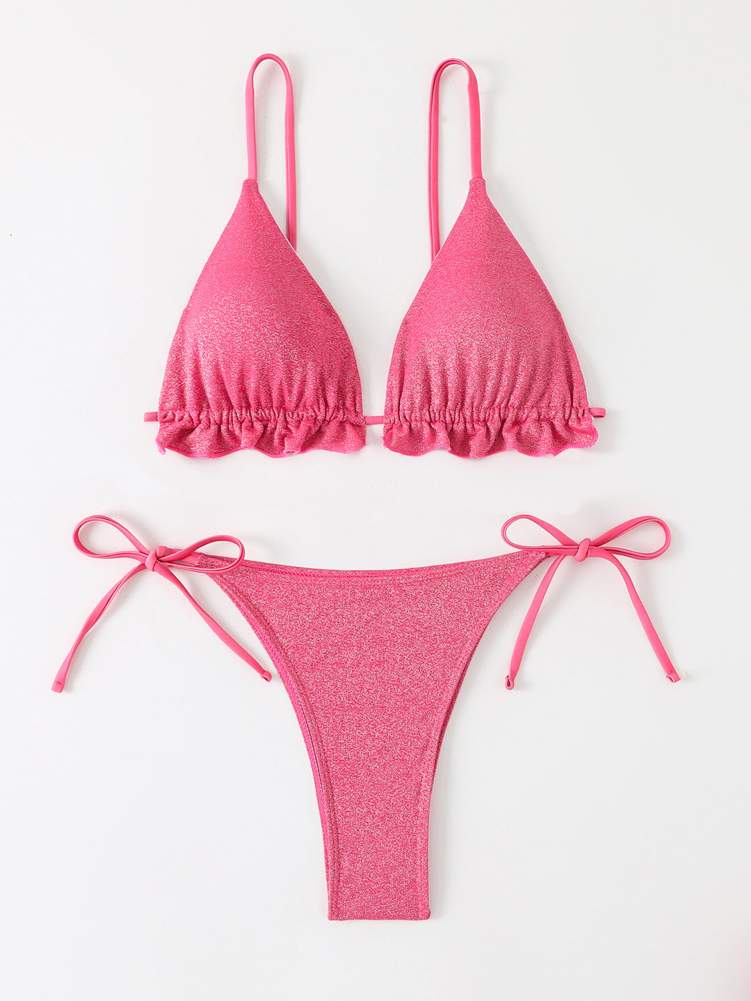 Damen Bikini-Set mit glitzernden Rüschendetails und verstellbaren Trägern Echo Archiv